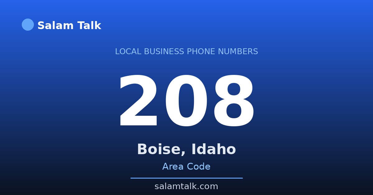 208 area code virtual business phone number for Boise, Idaho — Salam Talk