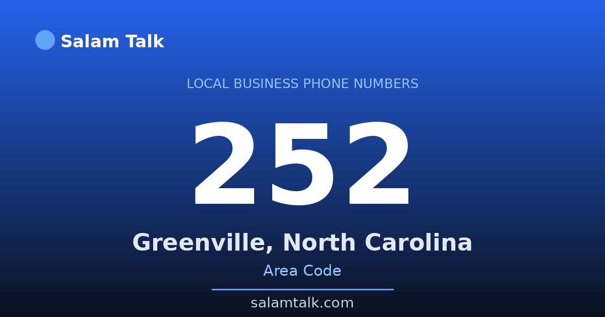 252 area code virtual business phone number for Greenville, North Carolina — Salam Talk