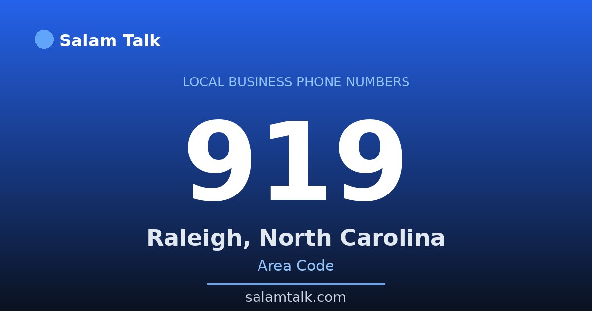919 area code virtual business phone number for Raleigh, North Carolina — Salam Talk